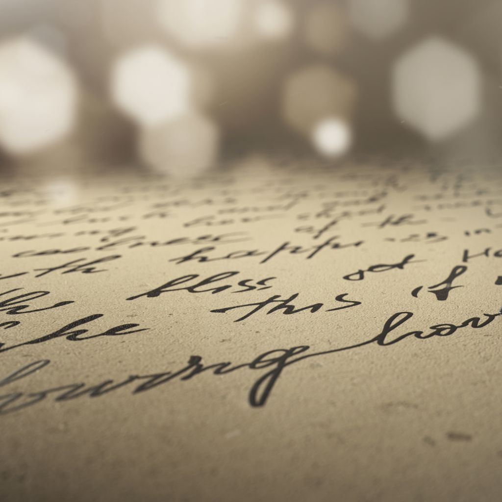 Close-up of handwritten script on vintage paper.