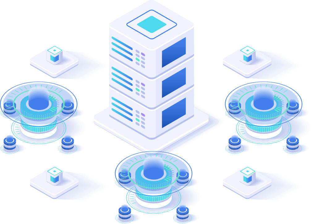 Illustration of a server with digital connections.